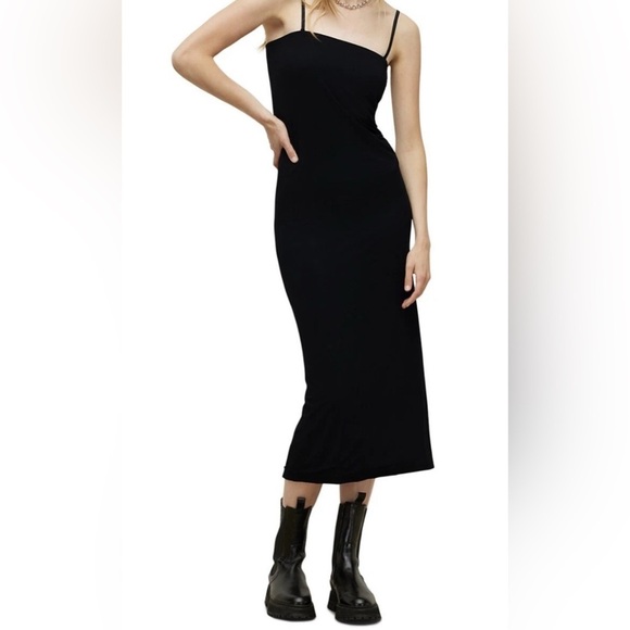 All Saints Dresses & Skirts - All Saints Charlie convertible Black Sheath Midi Dress Spaghetti Strap